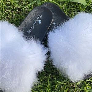 White Fur Slides